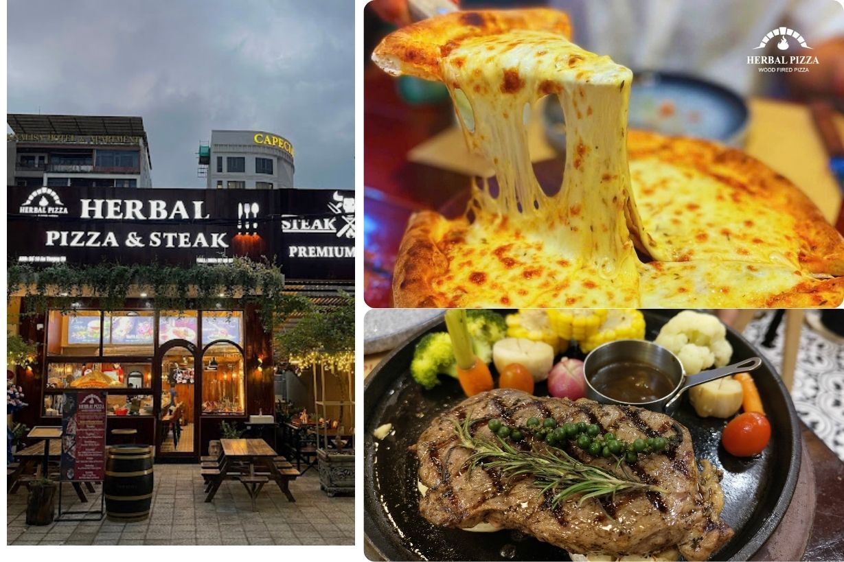 3.Herbal Pizza & Steak Da Nang|ステーキ・ピザ・ハンバーガー子供向け料理たくさん!
